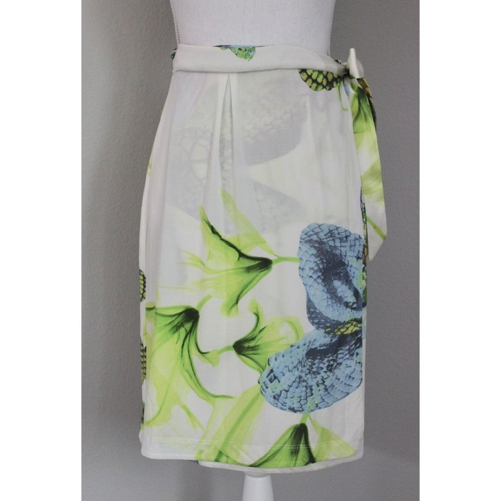JUST CAVALLI By Roberto Cavalli Reptile Snake Colorful Wrap Skirt, Size 44 US 8